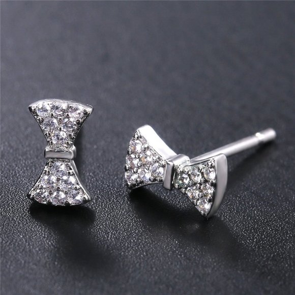 🍁Dainty Bow Sweet CZ Bow Shape Stud Earrings for Women, GPMB1425 - Picture 3 of 6